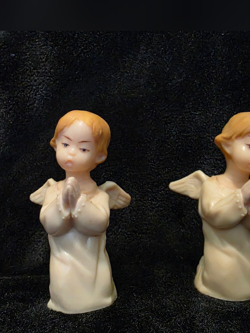 Vintage Hong Kong Plastic 3" Praying Angel Figurines/Cake Toppers  Wilton 1973